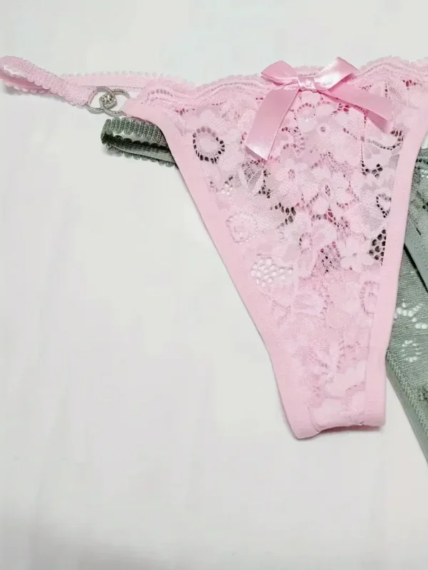 Lace Bow-Accent Thong Panties – Multiple Color Options