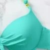Women’s Mint Green Tie-Front Halter Bikini Set with Paisley Print Bottoms